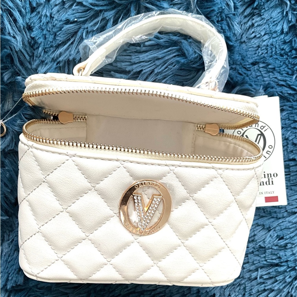Valentino Orlandi White Quilted 7 by 5 Shoulder bag detachable strap Swarovski - Picture 6 of 8